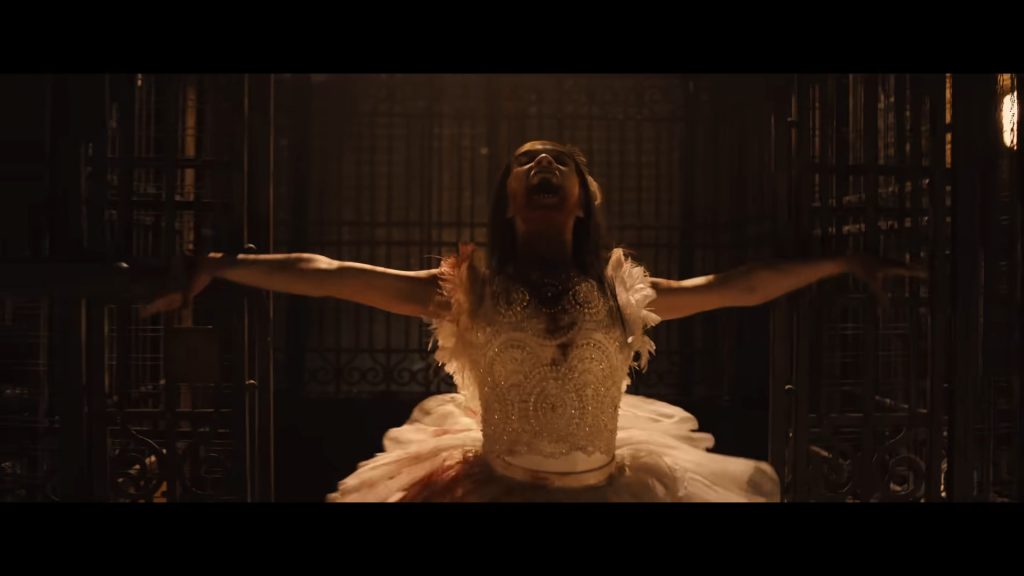 A screenshot from comedy action horror movie Abigail (2024)