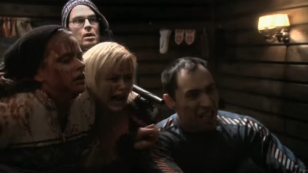 A screenshot from Norwegian Zombie horror movie Dead Snow (2009)