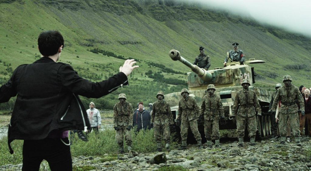 A screenshot from Zombie comedy horror movie Dead Snow 2: Red vs. Dead (2014)
