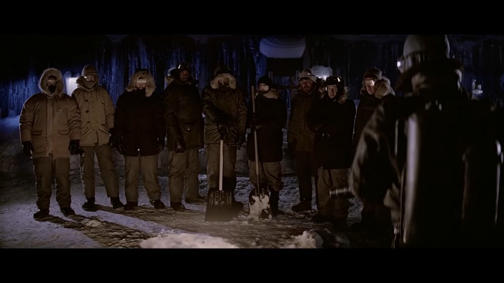 A screenshot from Hollywood remake horror movie The Thing (1982)