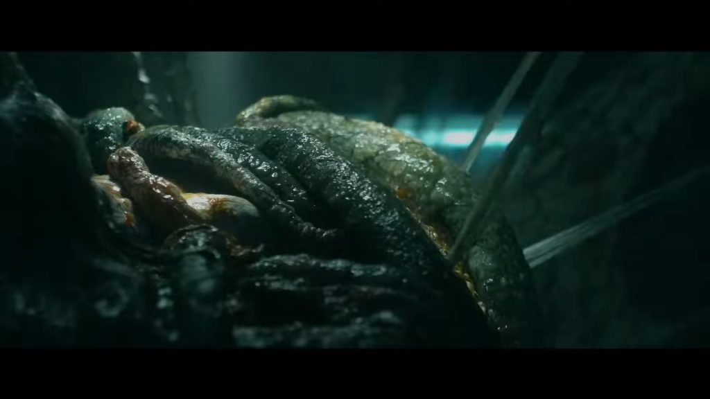 A screenshot from cosmic horror movie The Void (2016)