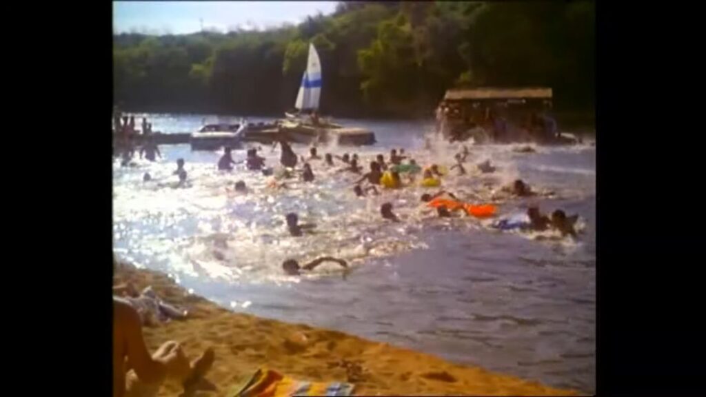 A wide shot from the 1978 cult classic Piranha.