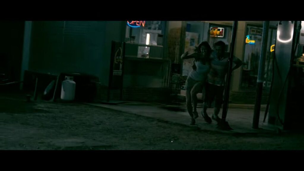 A dark, atmospheric still from the 2008 creature feature Splinter.
